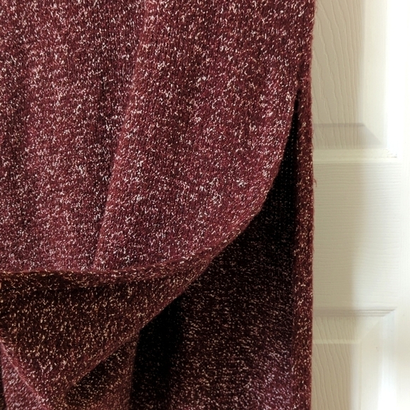 Anthropologie Marled Knit Sleeveless Side Slit Turtleneck Sweater Tunic Burgundy - Picture 8 of 13